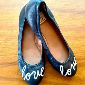 Ellen DeGeneres add Langston love slip on ballet flats shoes